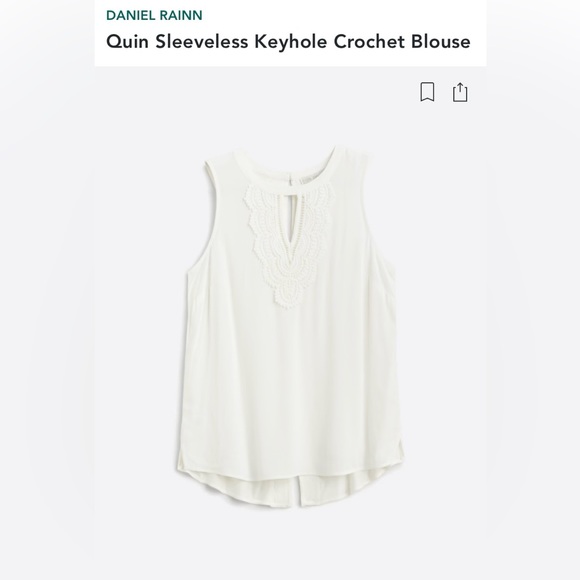Daniel Rainn Quin Sleeveless Keyhole Crochet Blouse | Medium | White - Picture 9 of 11